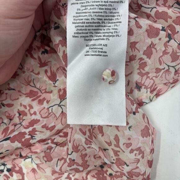 Only Shirt Women's Extra Small Pink Onlmisty Flower Button Front Dagger Collar - Picture 10 of 10